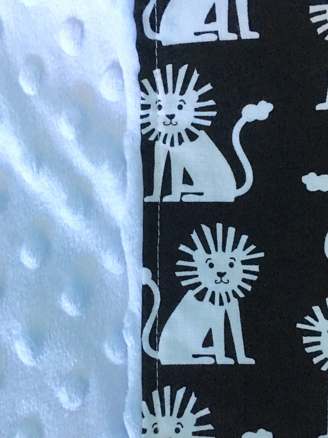 SALE Black and White Baby blanket MINI LIONS Black white nursery