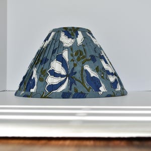 Pleated  Lampshade-Blue green  Lamp Shade-Blue Floral Pleated sconce  chandelier shade-Custom Made-To-Order-Home Decor-Gathered Lamp Shade