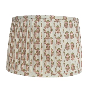 Pleated Lampshade: Green & Blush Floral Anna French Fabric
