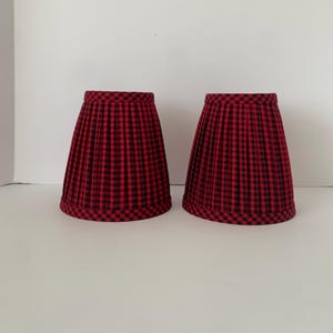 Pleated Lampshade-Scarlet Lamp Shade-Blue gingham Pleated sconce  chandelier shade -Custom Made-To-Order-Home Decor-Gathered Lamp Shade