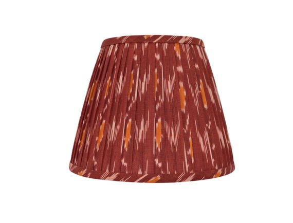 Red Orange Ikat Pleated Lampshade: Custom Sconce Chandelier Shade