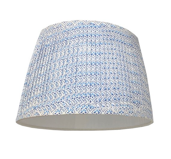 Pleated LampshadeBlue Lamp ShadeBlue Floral Pleated sconce Etsy