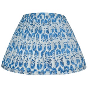 Pleated  Lampshade-Blue Lamp Shade-Blue Floral Pleated sconce  chandelier shade -Custom Made-To-Order-Home Decor-Floral Gathered Lamp Shade