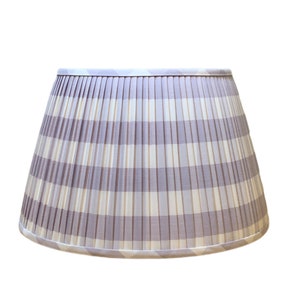 Lilac Camden Check Pleated Lampshade- Lamp Shade-Lilac buffalo check Pleated sconce chandelier shade -Custom Made-To-Order