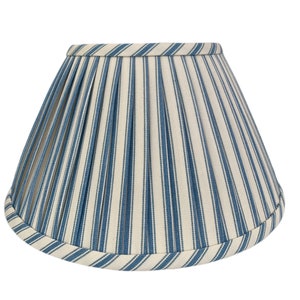 Sister Parish Stripe Ticking Penobscot Blue  Pleated Lamp shade - Pleated sconce chandelier shade-Custom Made-To-Order- Gathered LampShade