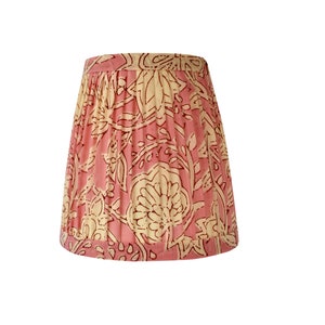 Pink Floral Pleated Lampshade: Indian Block Print Sconce Shade