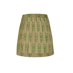 Pleated Lampshade-Lamp Shade-Beige Green Floral Pleated sconce  chandelier shade -Custom Made-To-Order-Home Decor-Floral Gathered Lamp Shade