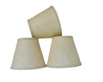 Sold Individually Beige  Raffia sconce shade With Beige Trim Color - Made to Order