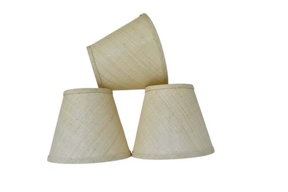 Sold Individually Beige  Raffia sconce shade With Beige Trim Color - Made to Order