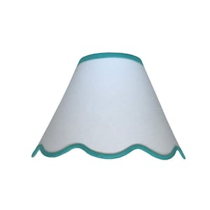Scalloped White Linen sconce shade With Your Choice of Trim Color - Made to Order