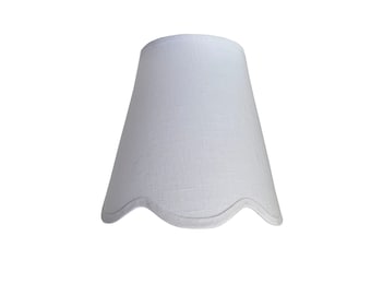 Scalloped White Linen sconce shade With Your Choice of Trim Color - Made to Order