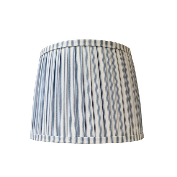 Blue Ticking Stripe Pleated  LampshadeBlue Lamp Shade-  Pleated sconce chandelier shade-Custom Made-To-Order-Home Decor- Gathered Lamp Shade