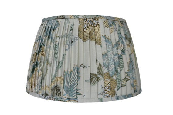 Seaglass Gold Pleated Lampshade- sconce chandelier shade-Custom Made-To-Order-Floral Gathered Lamp Shade -Indienne Jacobean-Thibaut