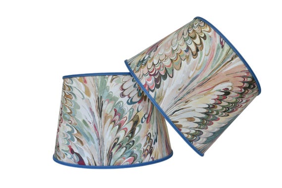 Taplow Print Lampshade – Juniper/Petal Linen Sconce Chandelier Shade