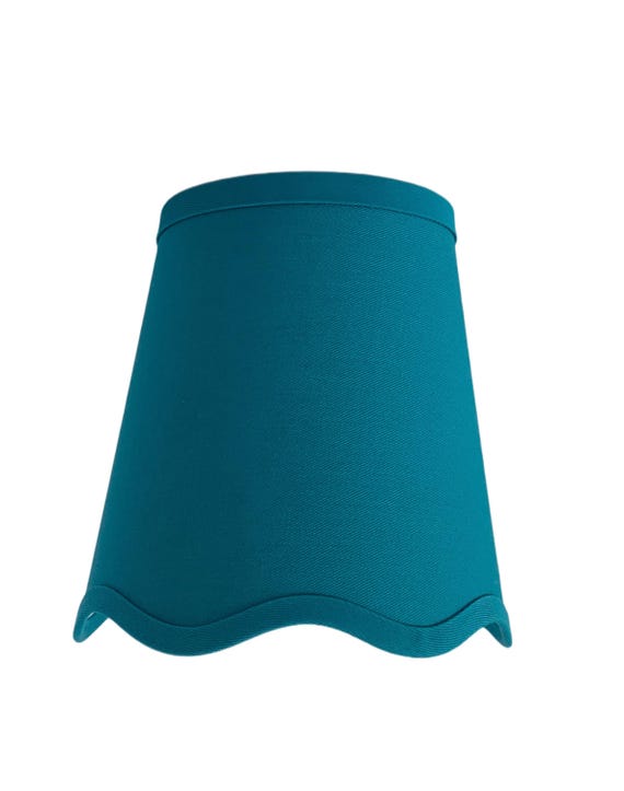 Scalloped Teal Cotton Twill sconce shade With Your Choice of Trim Color - Made to Order