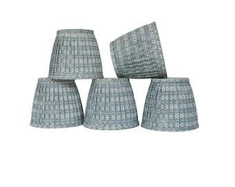 Sold individually -Raindrops in Antique Blue Chelsea  Pleated Lampshade-  sconce  chandelier shade-Custom Made-To-Order-lGathered Lam