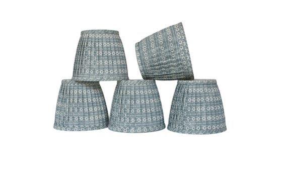 Sold individually -Raindrops in Antique Blue Chelsea  Pleated Lampshade-  sconce  chandelier shade-Custom Made-To-Order-lGathered Lam