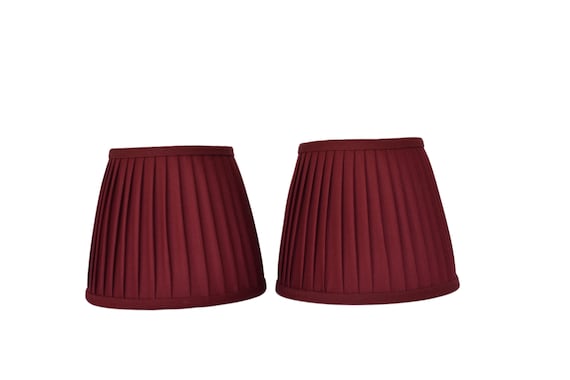 Burgundy  Pleated Lampshade Pair: Handmade Sconce Chandelier Shade