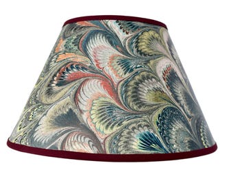 Marbleized Paper Lamp Shade with Trim: Made-to-Order