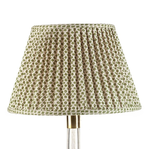Sold Individually- Fermoie  Green  Marden Pleated  Lampshade--Pleated sconce chandelier shade-Custom Made-To-Order-Gathered Lamp Shade
