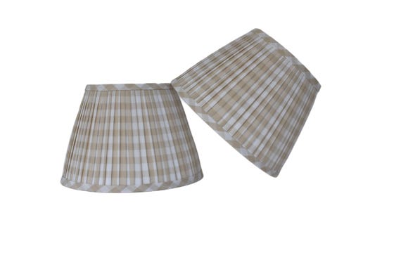 Sold Individually-Handmade Khaki Gingham Pleated Lampshade: Custom Sconce & Chandelier Shade