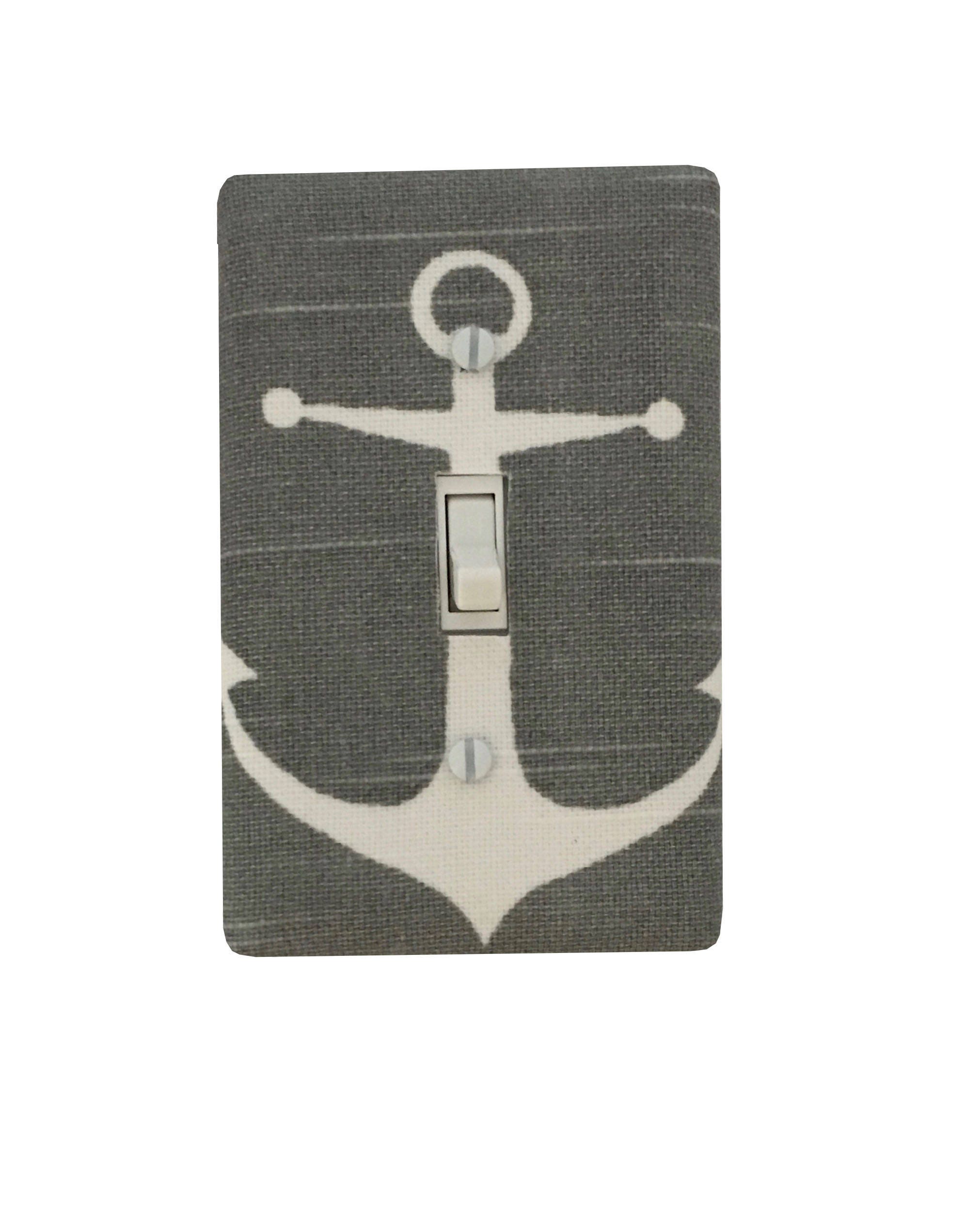 Anchor Switch Plate Cover Nautical Nursery Grey Anchor