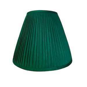 Pleated  Lampshade- Hunter Green Silk  Lamp Shade-  Pleated sconce chandelier shade -Custom Made-To-Order-Home Decor- Gathered Lamp Shade