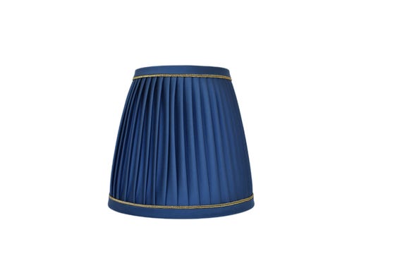 Blue  Pleated Lampshade with a gold trim : Custom Sconce Chandelier Shade