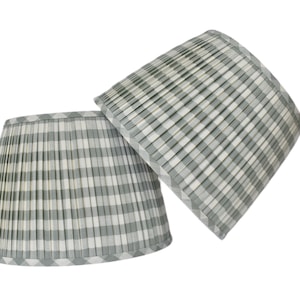 Sold individually -Blue  Green Check Chelsea  Pleated Lampshade-  Pleated sconce  chandelier shade-Custom Made-To-Order-lGathered Lam