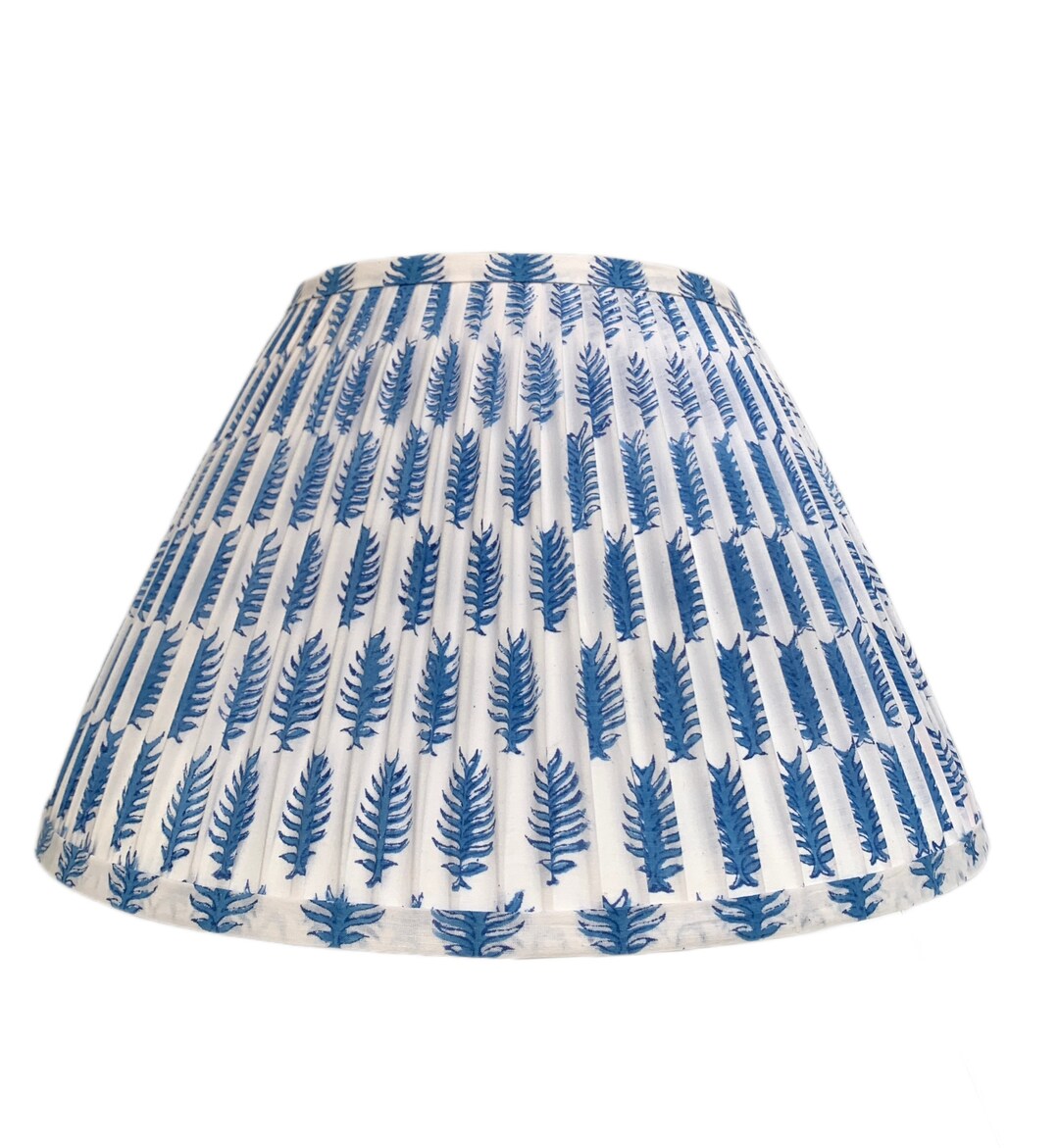 Pleated Lampshadeblue Lamp Shadeblue Floral Pleated Sconce Chandelier Shade custom Madeto