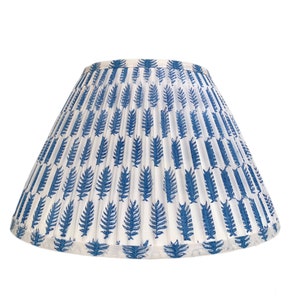 Pleated  Lampshade-Blue Lamp Shade-Blue Floral Pleated sconce  chandelier shade -Custom Made-To-Order-Home Decor-Floral Gathered Lamp Shade