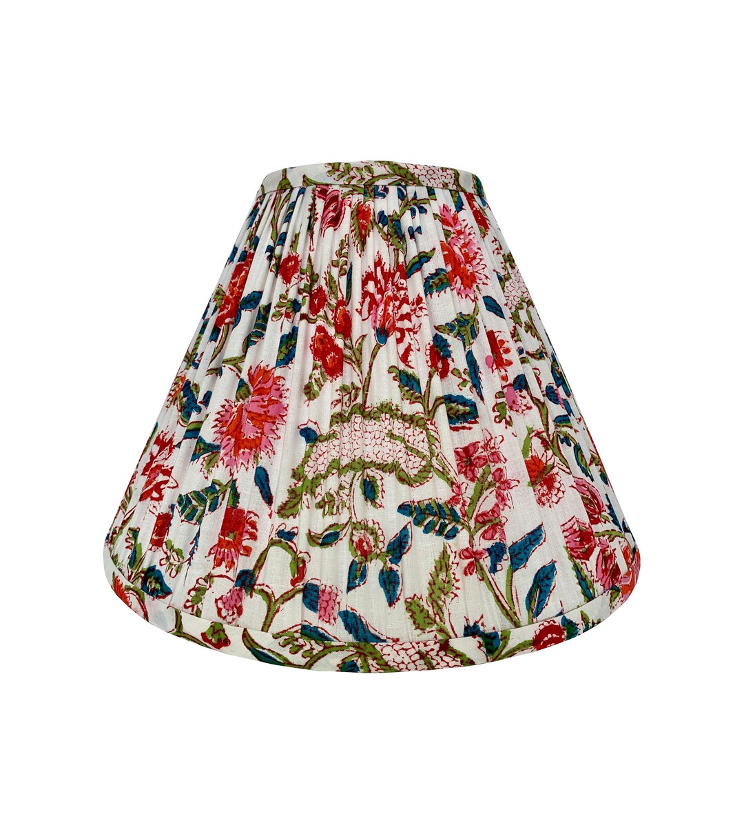 Pleated Lampshade-multicolored Lamp Shade-red Floral Pleated Sconce ...