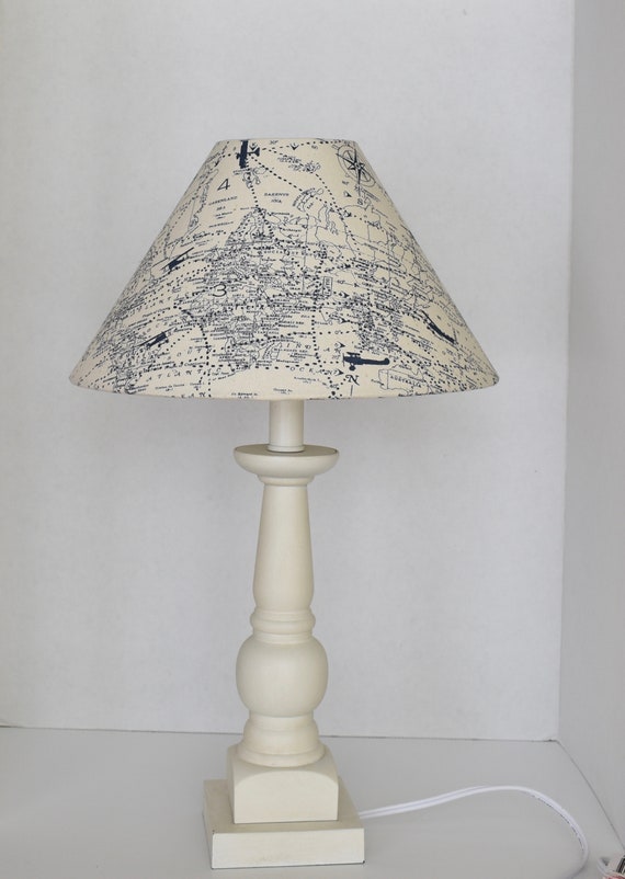 Drum Airplane Lamp Shade Vintage World Map Navy Blue Natural Drum Airplane Lamp Shade Vintage World, Vintage Airplane Lamp Shade