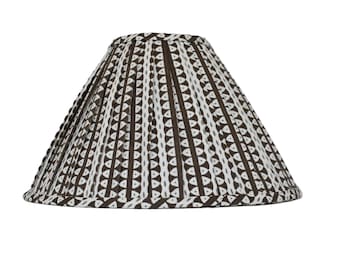 Brown Pleated Lampshade: Floral Block Print, Custom Made