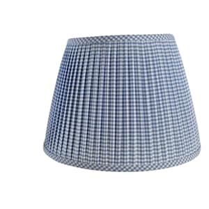 Pleated Lampshade-Periwinkle White Lamp Shade- gingham Pleated sconce  chandelier shade-Custom Made-To-Order-Home Decor-Gathered Lamp Shade