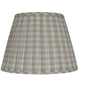 Khaki Gingham Pleated Lampshade-Beige Lamp Shade-Beige  gingham Pleated sconce  chandelier shade -Custom Made-To-Order- Gathered Lampshade