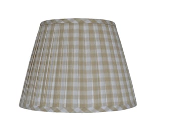 Handmade Khaki Gingham Pleated Lampshade: Custom Sconce & Chandelier Shade