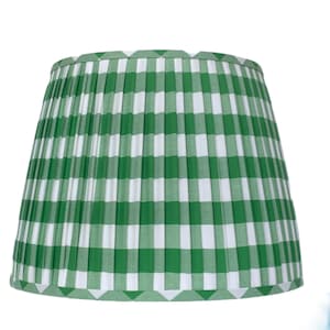 Kelly Green Check Pleated Lampshade- Buffalo check Pleated sconce chandelier shade -Custom Made-To-Order