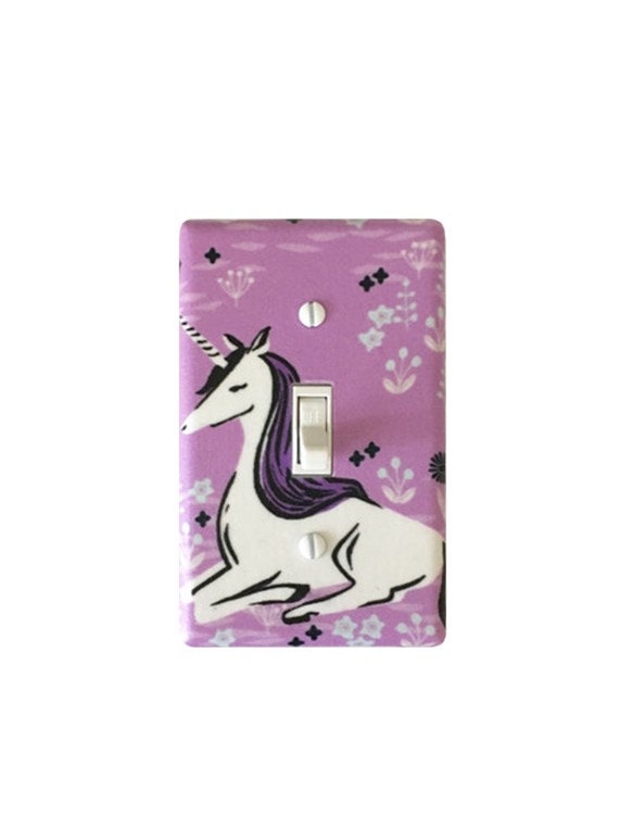 Unicorn Light Switch Plate Lilac Pastel Purple Outlet Cover Girl Room Bathroom Decor Nursery Switchlight Wall Decor