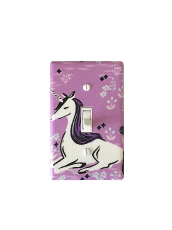 Unicorn Light Switch Plate Lilac Pastel Purple Outlet Cover Girl