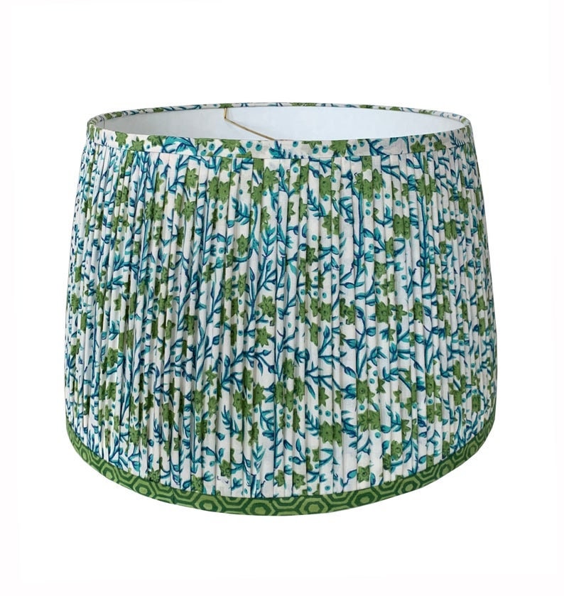 Pleated Lampshade Blue Green Lamp Shade Fl Sconce Chandelier Custom Made To Order Home Decor Gathered Pleated Lampshade Blue Green Lamp Shade, Blue And Green Lamp Shade