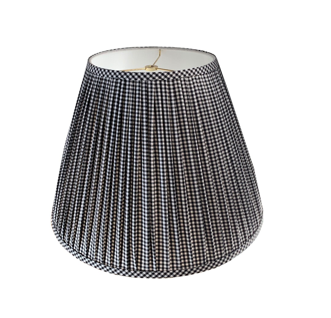 Pleated Lampshadeblack White Lamp Shade Gingham Pleated Etsy