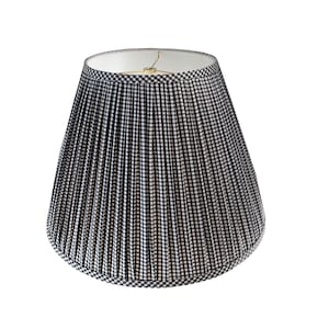 Pleated Lampshade-Black White Lamp Shade- gingham Pleated sconce  chandelier shade -Custom Made-To-Order-Home Decor-Gathered Lamp Shade