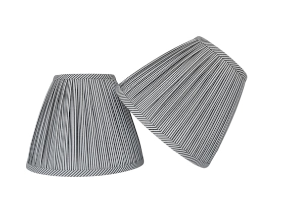 Sold Individually-  Cream, Beige, Black, Horizon Blue  Stripe Pleated Lampshade