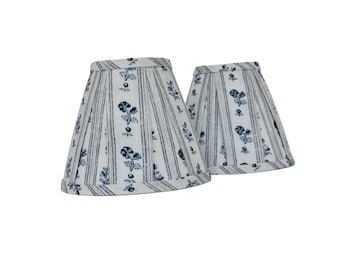 Blue  Cabanon Stripe Box Pleated Lampshade- Lamp Shade-Floral Pleated sconce chandelier shade -Custom Made-To-Order