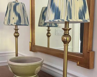 Sold Individually -Blue Toile de Nantes Lampshade – Pierre Frey Pleated Shade, Custom Made