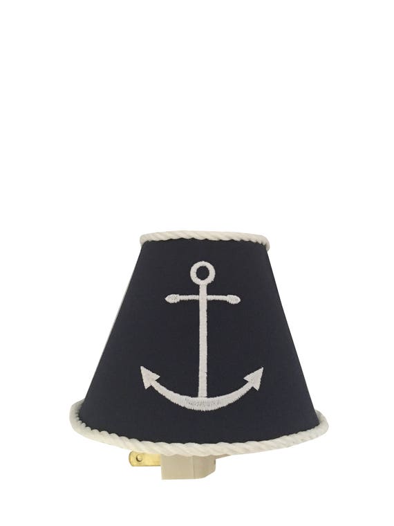 White Anchor Night Light ShadeBaby Boy Navy White Nautical Etsy