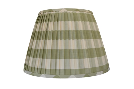 Sage Green Buffalo Check Pleated Lampshade - Custom Made