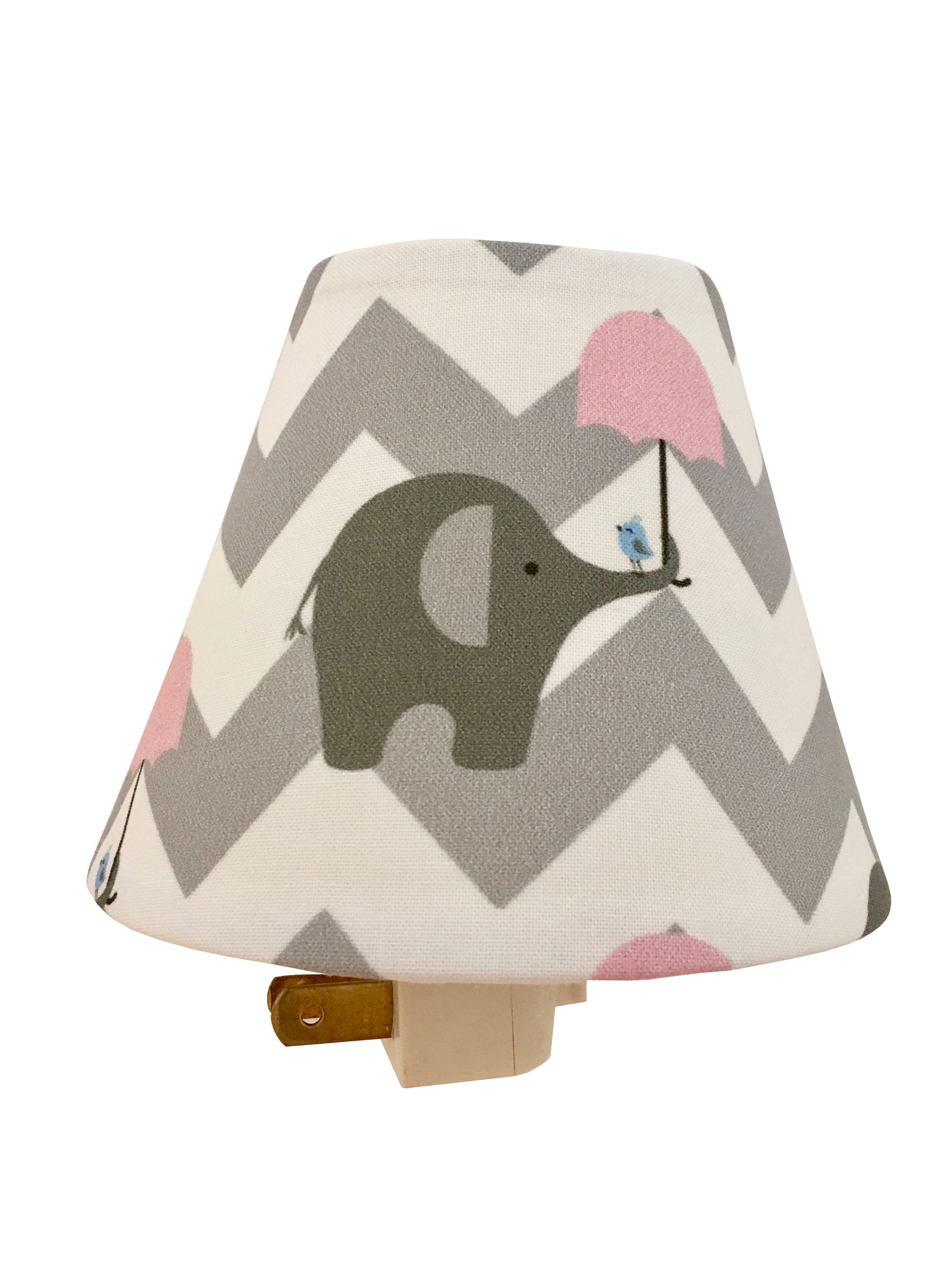 Pink Grey Chevron Elephant Night Light Pink White Night Light