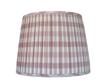 SOLD INDIVIDUALLY- Blush Gingham Pleated Lampshade: Custom Chandelier Shade,Anna French Thibaut